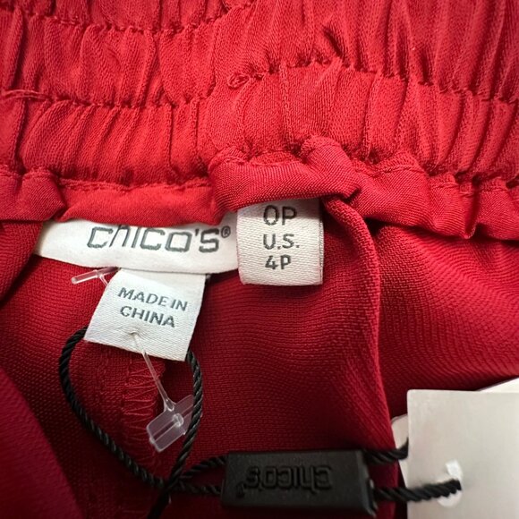Chico's Pants Size 0 P NWT Red Pull On Sequin Wide Leg Holiday Red Allure Petite - Picture 4 of 12